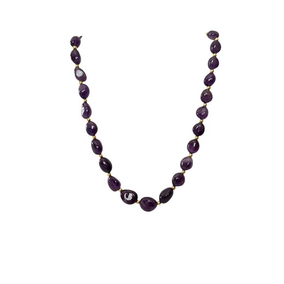 Stauer Lusso Amethyst Beaded Necklace Gold-Tone Accents Adjustable Chain 18-20" - Picture 4 of 10